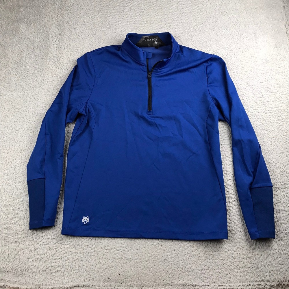 Greyson 1/4 Zip Pullover Mens L Blue Wolf Logo Performance Tech Golf Shirt